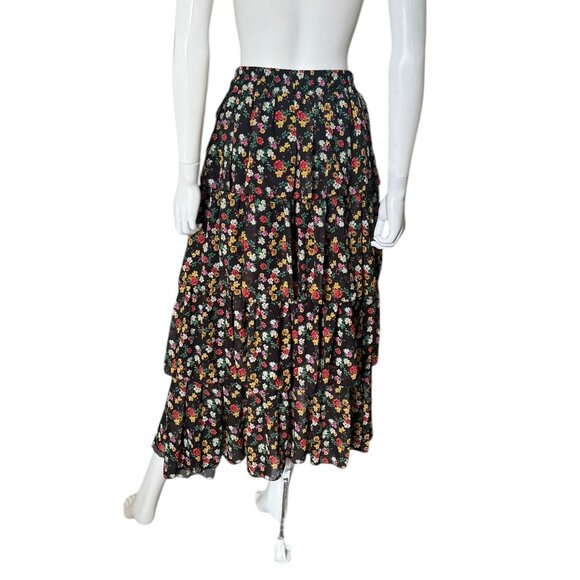 Tensione In Floral Ruffle Tiered Maxi Skirt Small - Picture 2 of 4